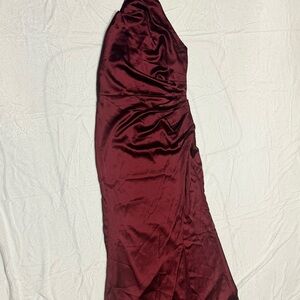 Elegant Burgundy Satin Dress